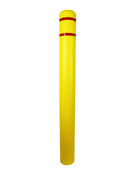 5" x 52" Yellow Bollard Cover with two Red Reflective Stripes