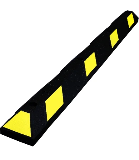 6' Recycled Rubber Parking Block w/Yellow Reflective Tape & Lag Bolts for Concrete