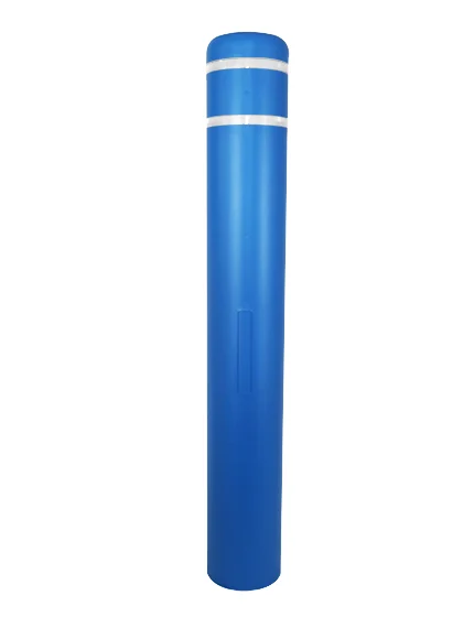 7" x 52" Blue Bollard Cover with two White Reflective Stripes