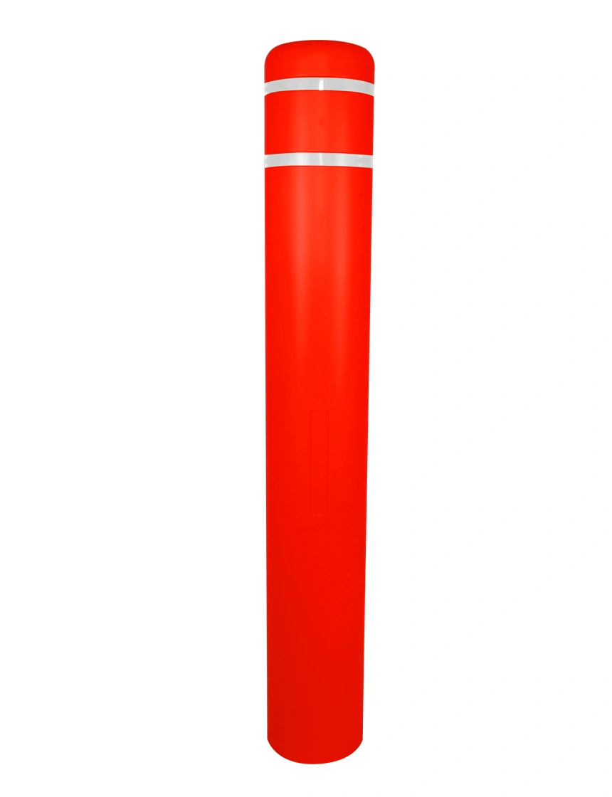 7" x 52" Red Bollard Cover with two White Reflective Stripes