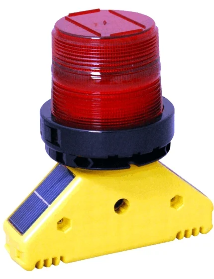Solar LED Airport Barricade Light with Photo-Cell, Red 360 degree lens