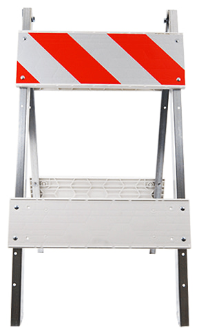 Economy+ Type 1 Barricade with Steel Legs, Plastic Panels & EG Reflective Sheeting