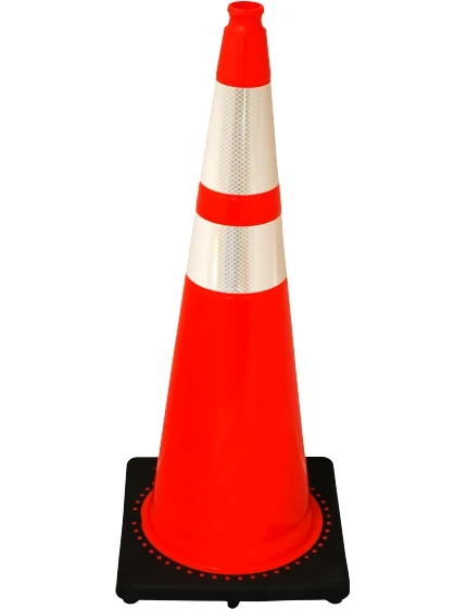 Orange 36" 10 lbs JBC Black Base Traffic Cone with 6" & 4" Reflective Collars