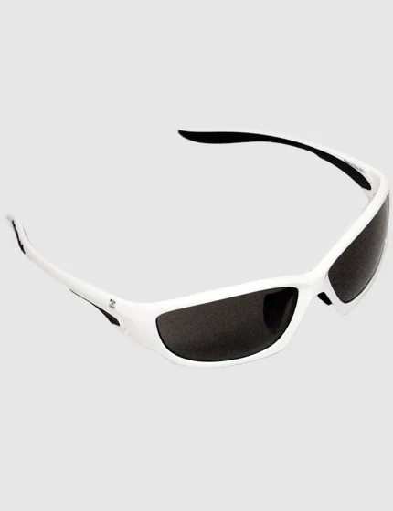 Z87+ Safety Sunglasses (full frame contemporary, white frame, gray anti-fog lens)