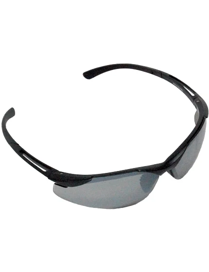 Z87+ Safety Sunglasses (light, wrap around lens, matte-black frame, silver anti-fog lens)