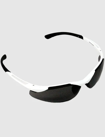 Z87+ Safety Sunglasses (light, wrap around lens, white frame, neutral gray anti-fog lens)