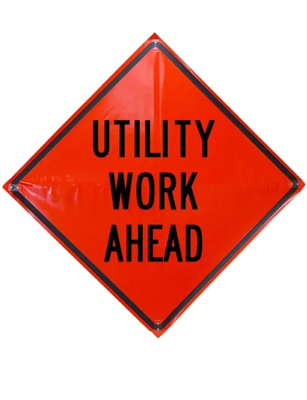 Sewn Pocket Utility Work Ahead Sign