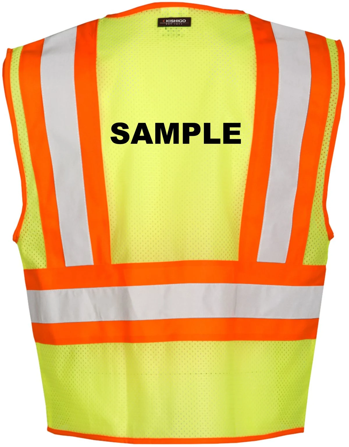 Lime Mesh Contrasting Class 2 Safety Vest 3XL w/Custom Black Lettering