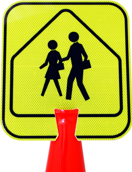 Double-Sided, Lime Reflective, Pedestrian Crossing Sign