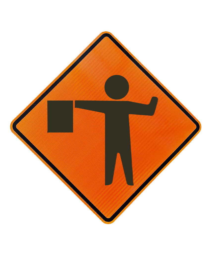 Flagger With Flag Symbol Sign