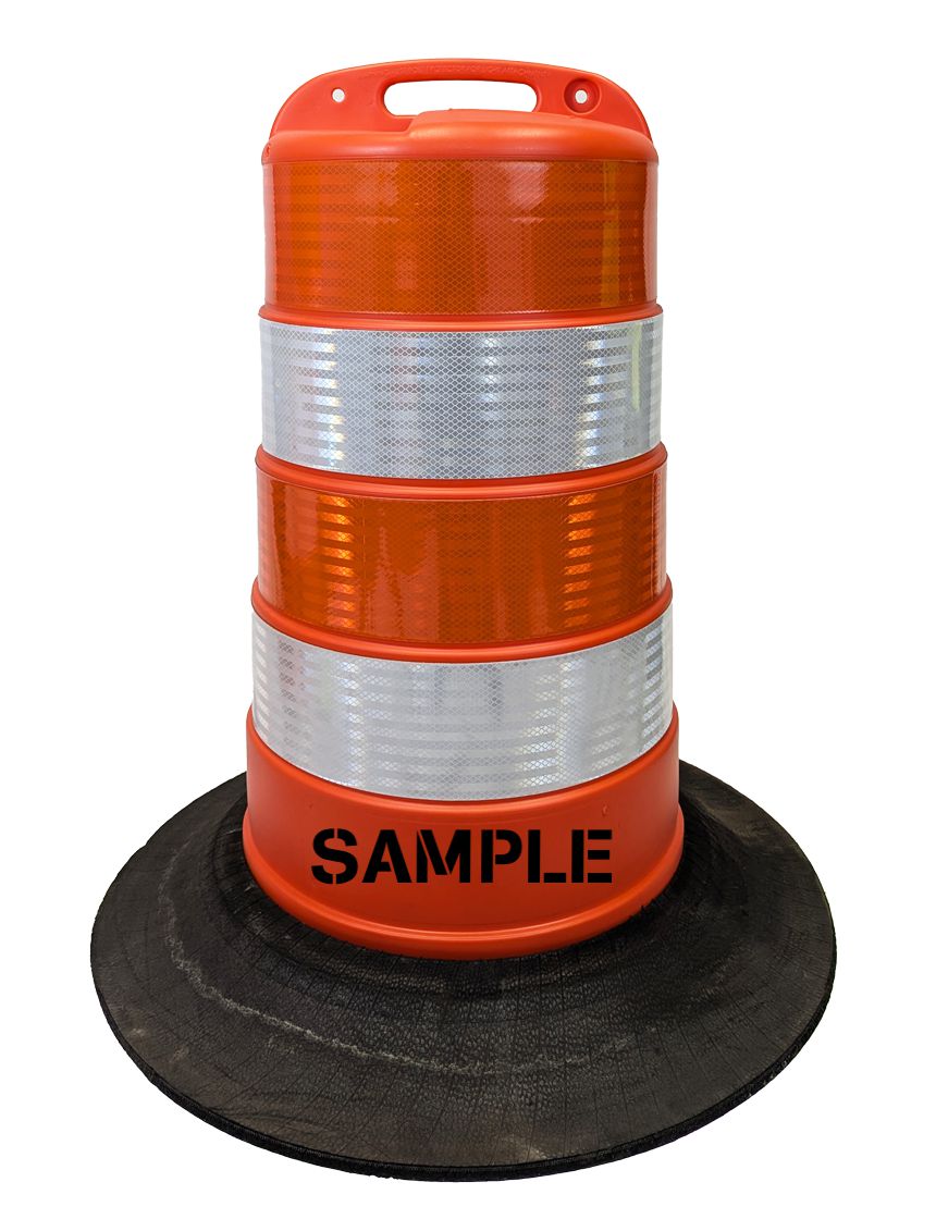 Plastic Drum with 6" Stripes and Rubber Base