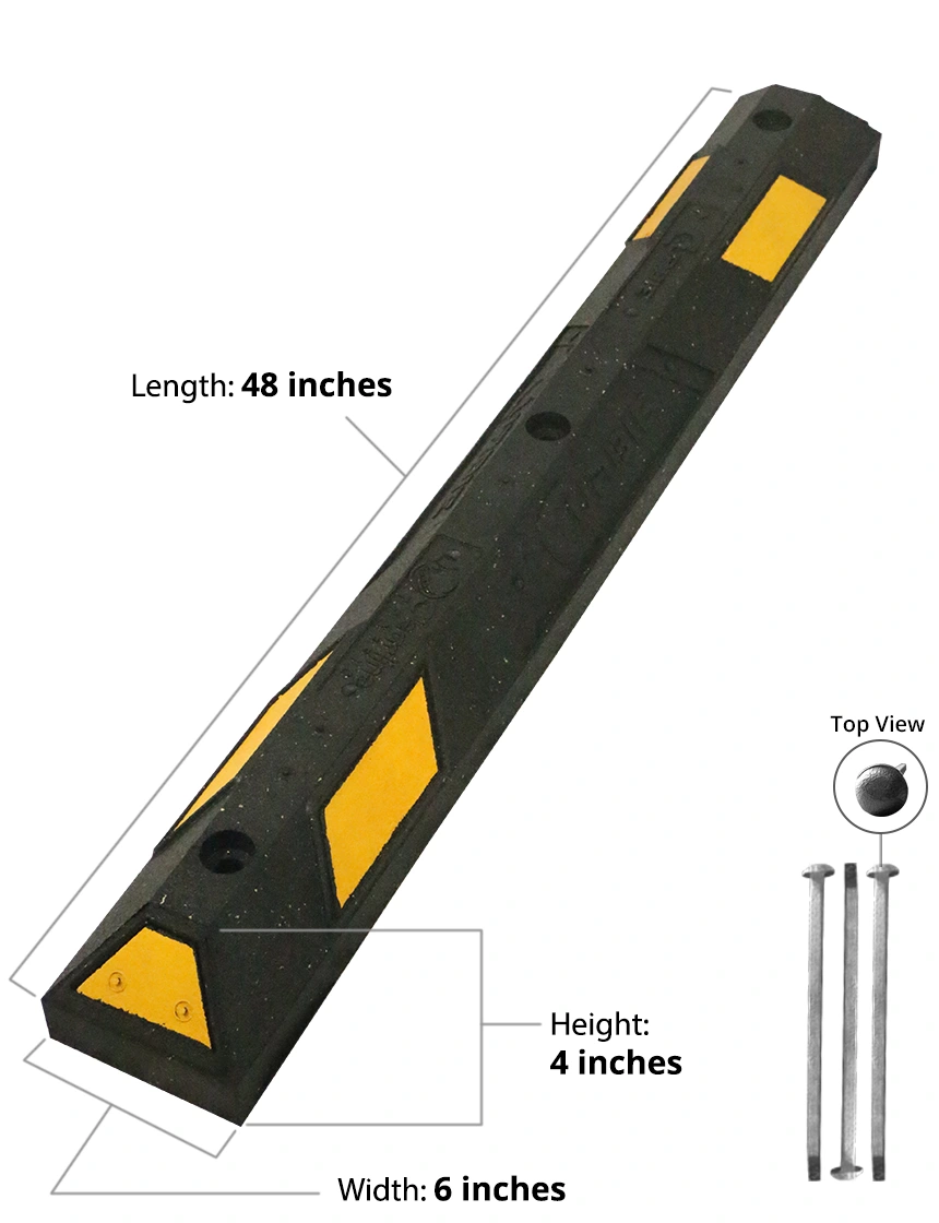 4’ Clearline Rubber Parking Blocks (with hardware)