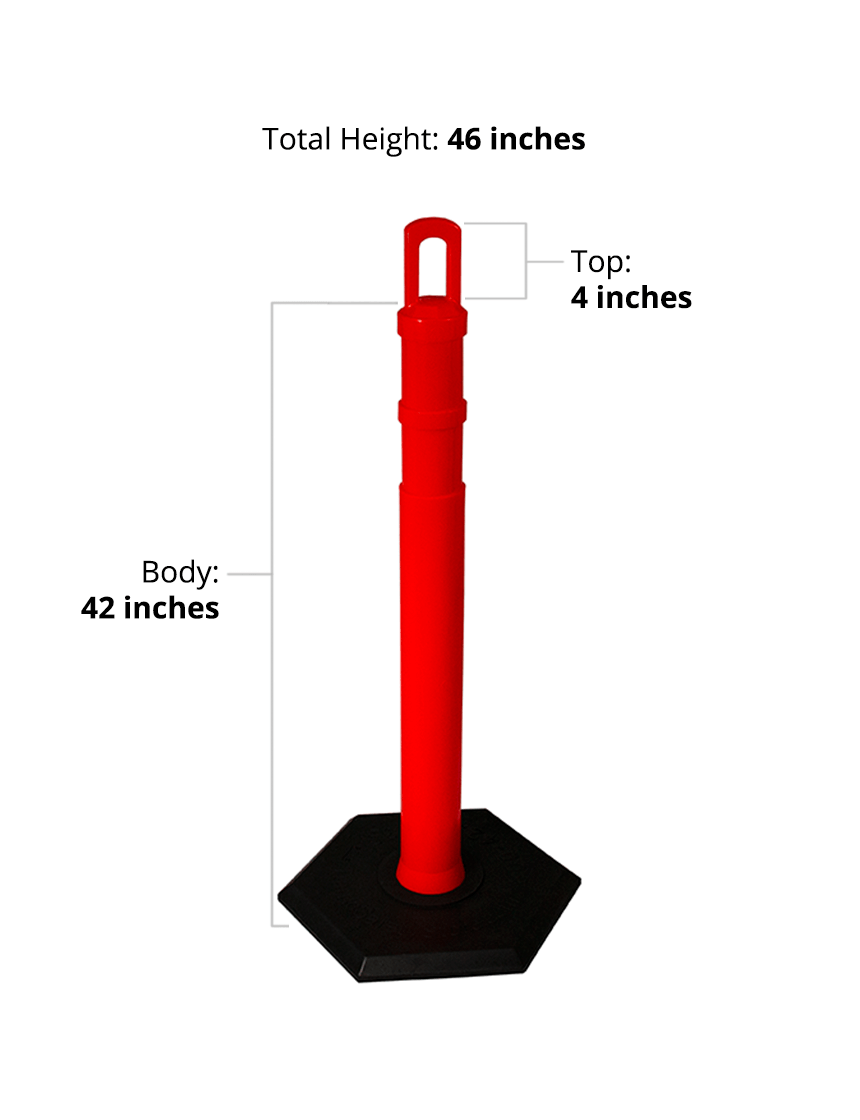 Arch-Top Delineator Tubes - Orange - 8 lbs Base