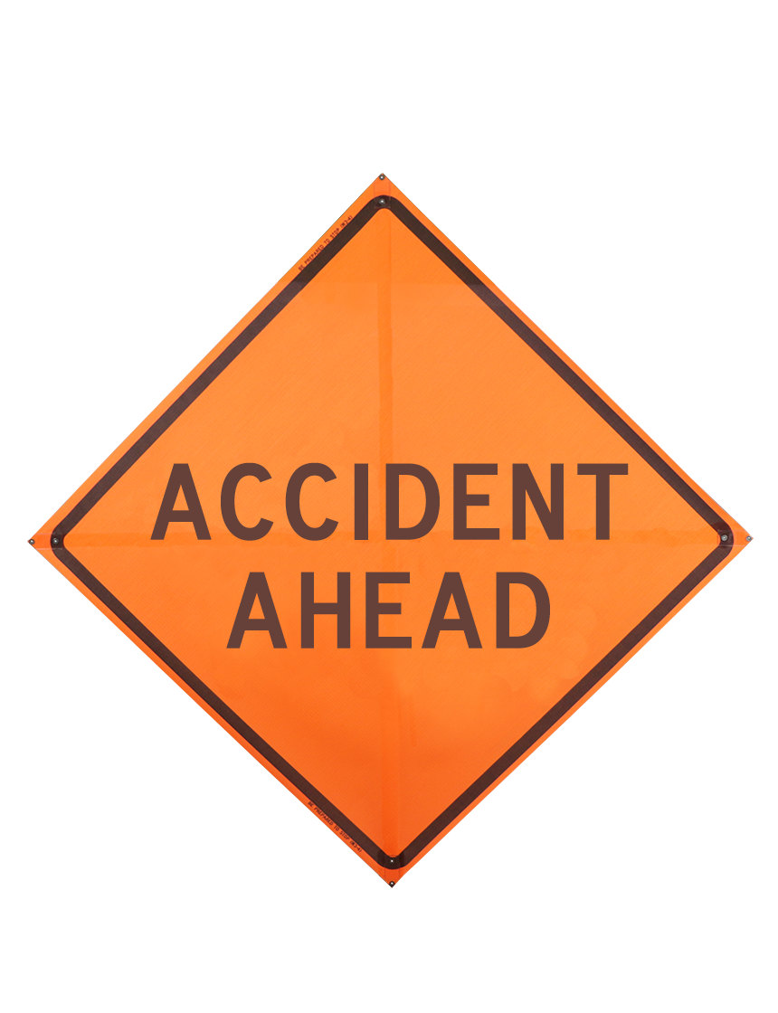 Sewn Pocket Accident Ahead Sign