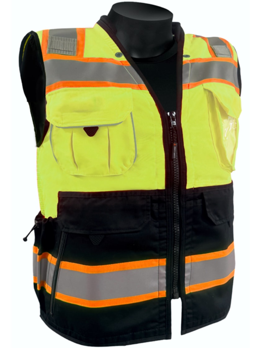 Black Bottom Class 2 Surveyors Vest (Lime)