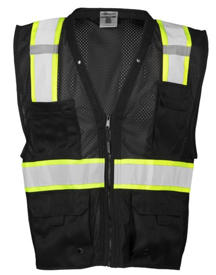 Enhanced Visibility Black Multi Pocket Mesh Vest