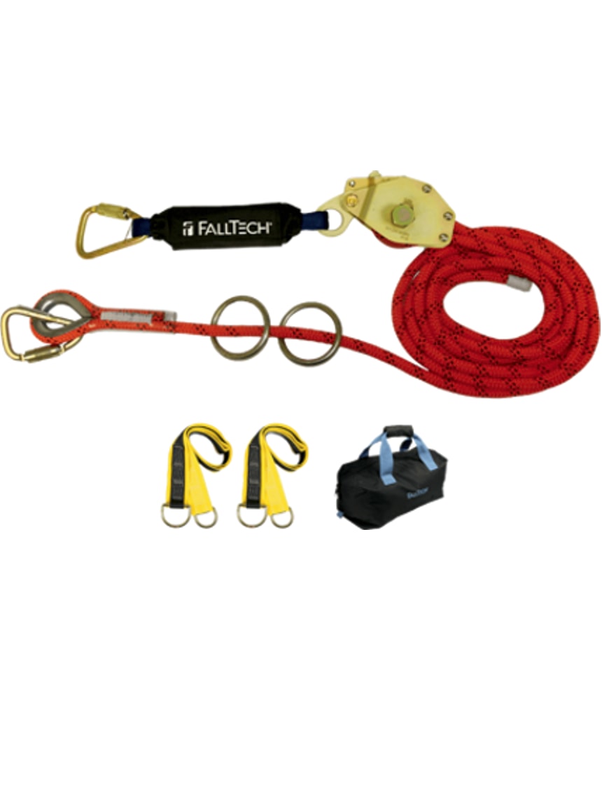 FallTech 60' Temporary Rope HLL System; 2-person with Kernmantle Rope