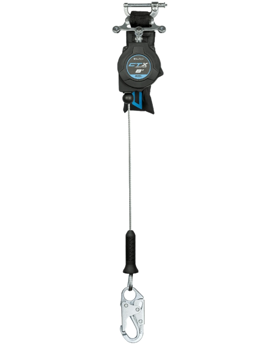 FallTech 8' CTX™ Cable Class 2 Leading Edge Personal SRL-P, Single-leg with Steel Snap Hook