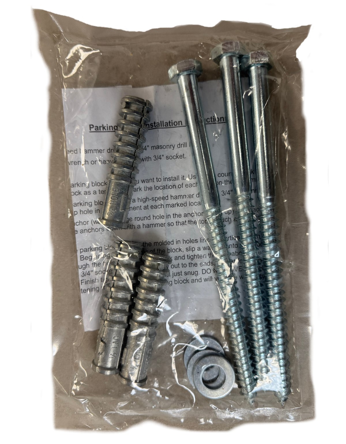 8" Lag Bolt & Anchor Kits for Parking Block Install