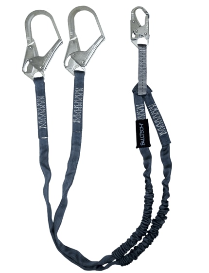 FallTech 6' Internal Energy Absorbing Lanyard, Double-leg with Steel Connectors
