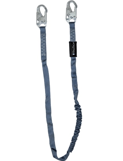 FallTech 6' Internal Energy Absorbing Lanyard, Single-leg with Steel Snap Hooks