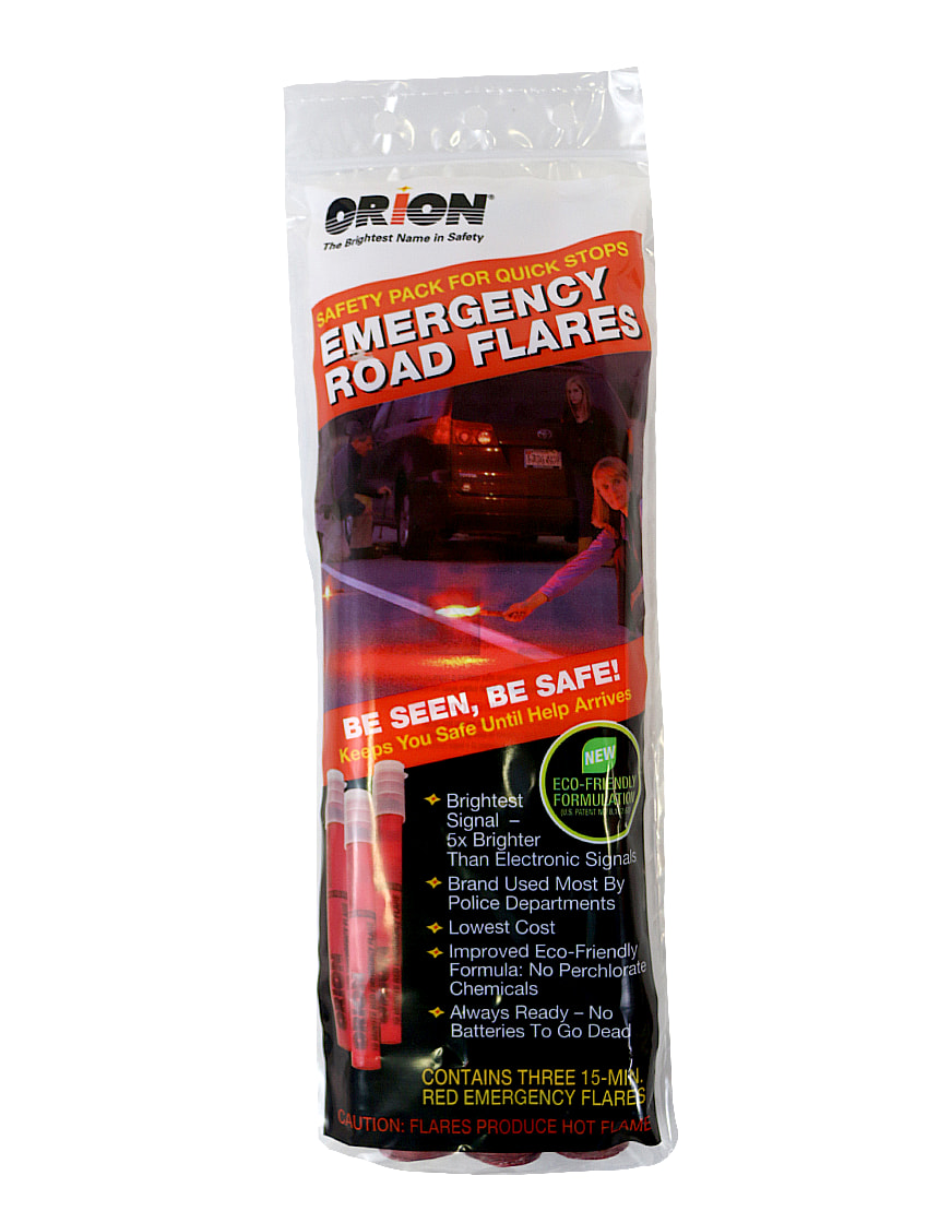 Three pack of 15 minute ORION road flares | ORION3153-08 | Traffic