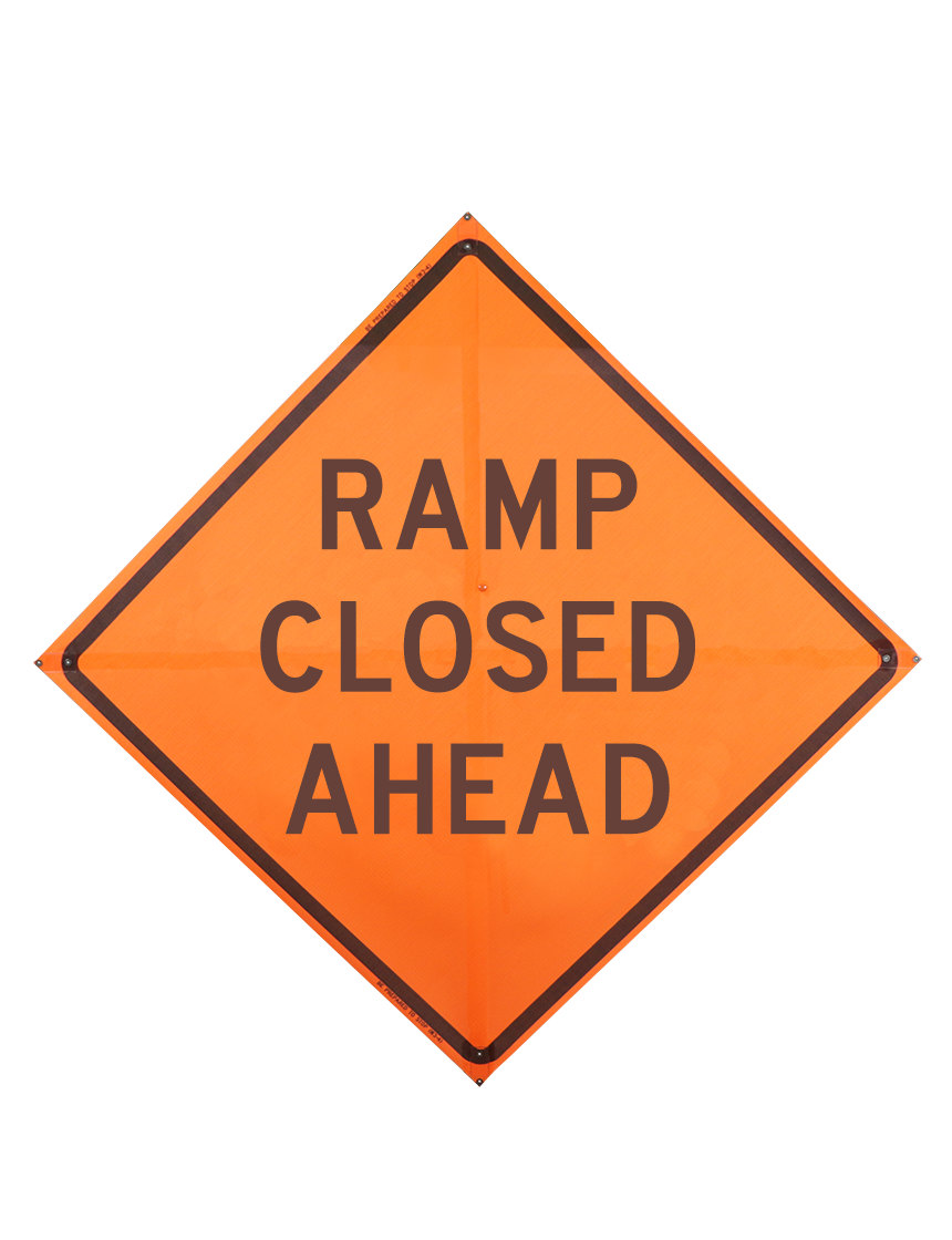 Sewn Pocket Ramp Closed Ahead Sign