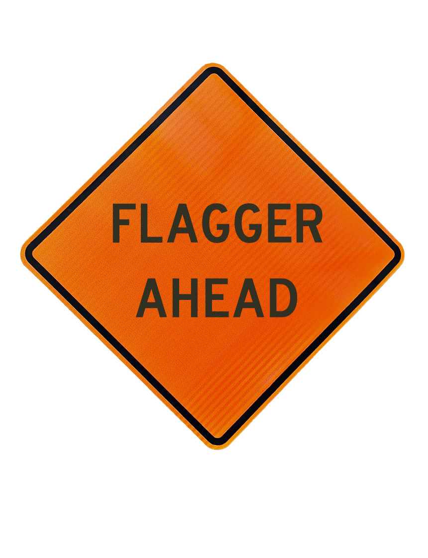 Flagger Ahead (Text) Sign