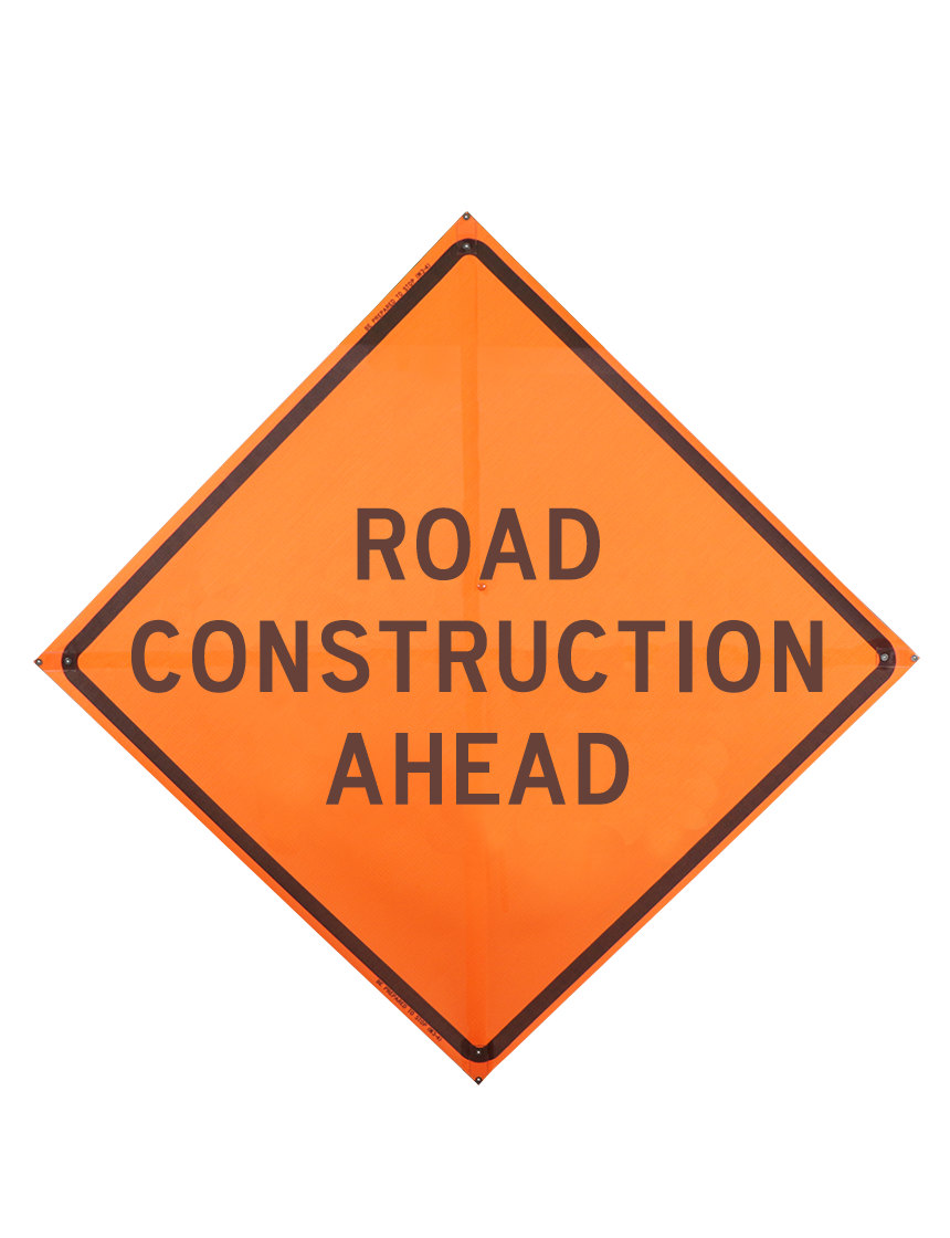 Sewn Pocket Road Construction Ahead Sign