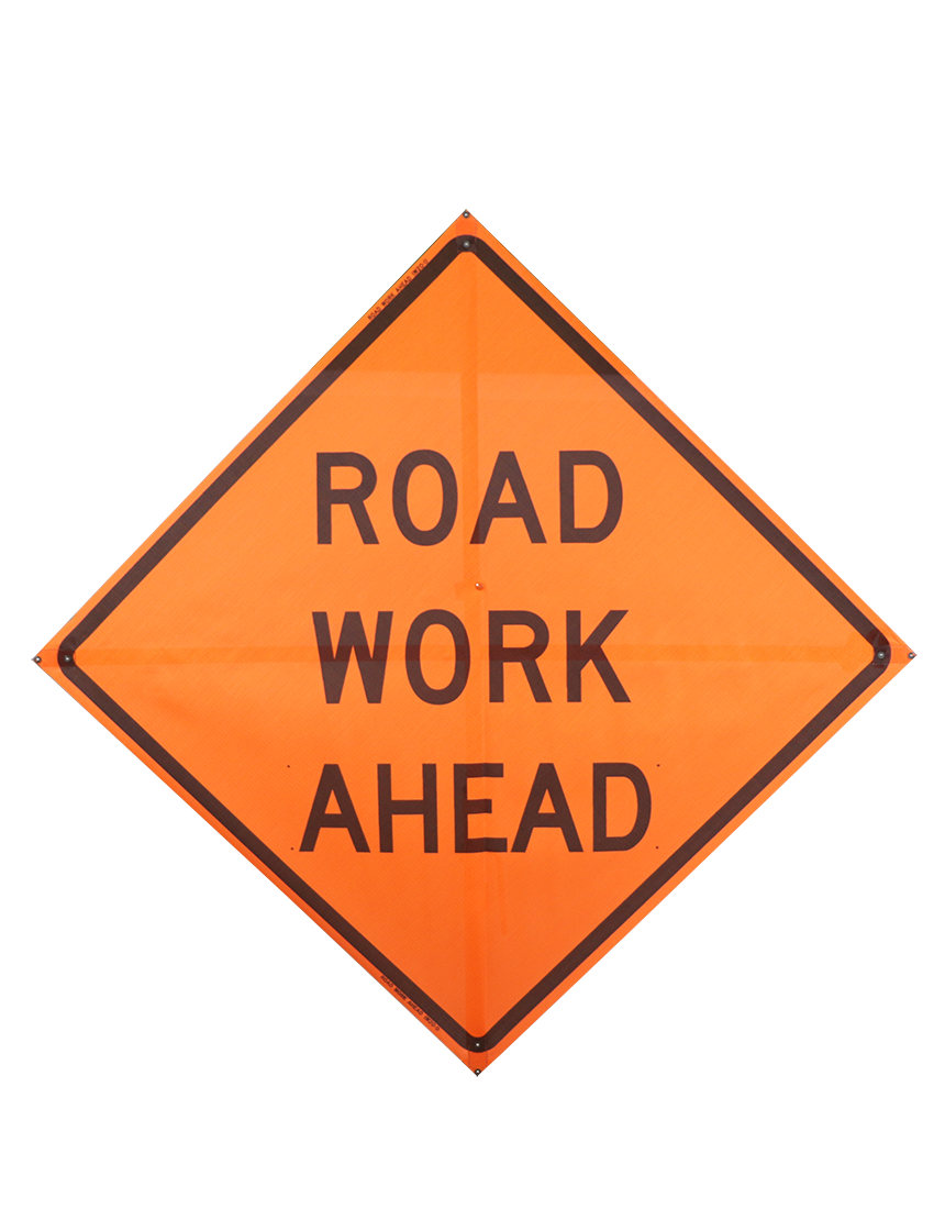 Sewn Pocket Road Work ahead sign