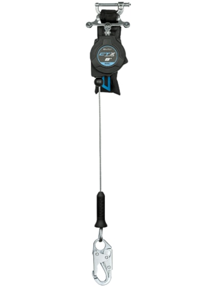 FallTech 8' CTX™ Cable Class 2 Leading Edge Personal SRL-P, Single-leg with Steel Snap Hook