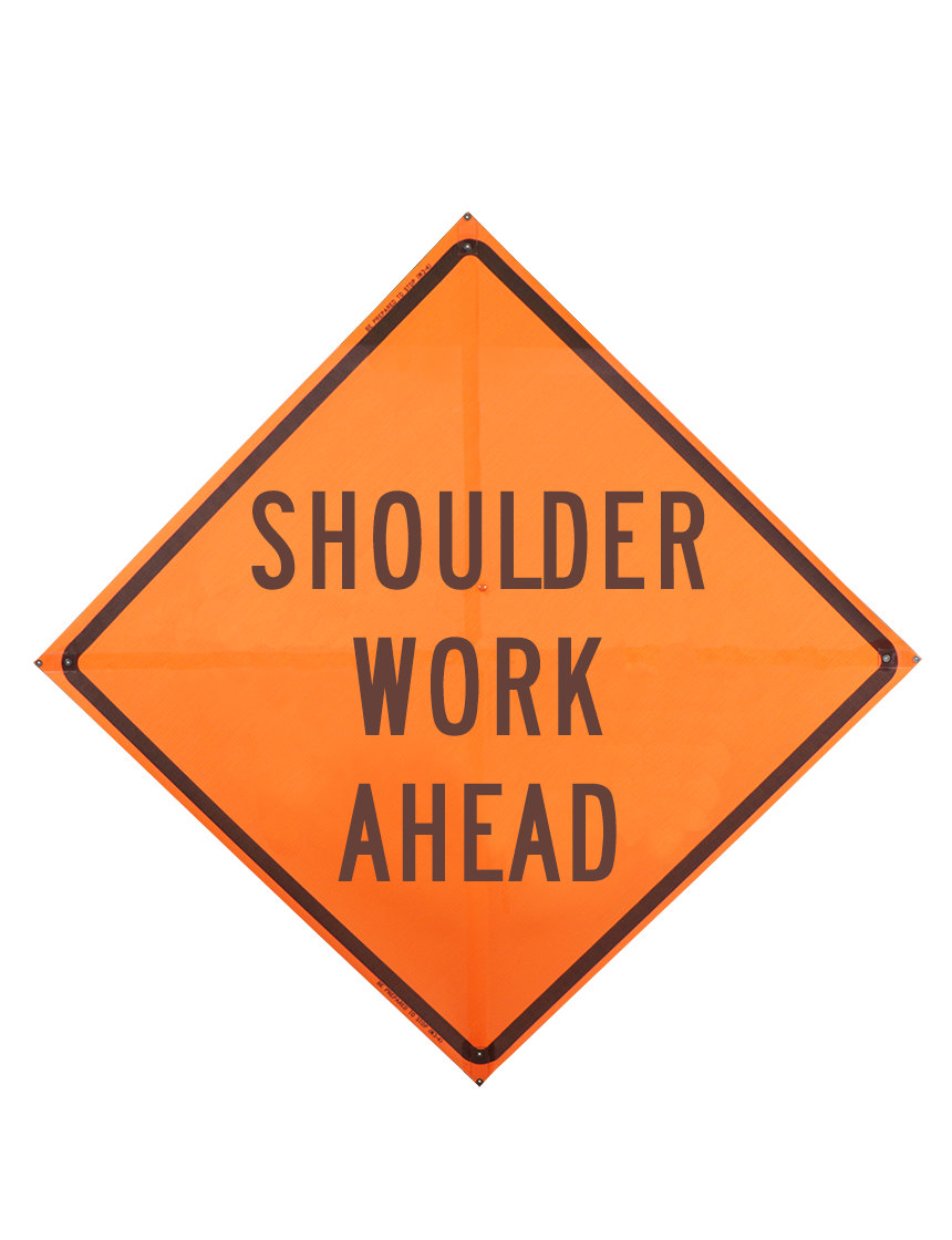 Sewn Pocket Shoulder Work Ahead Sign