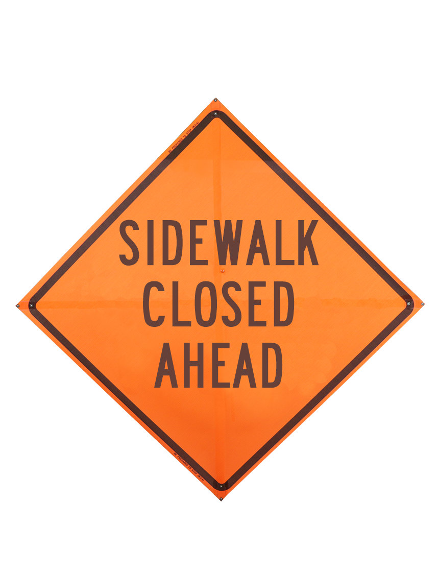 Sewn Pocket Sidewalk Closed Ahead