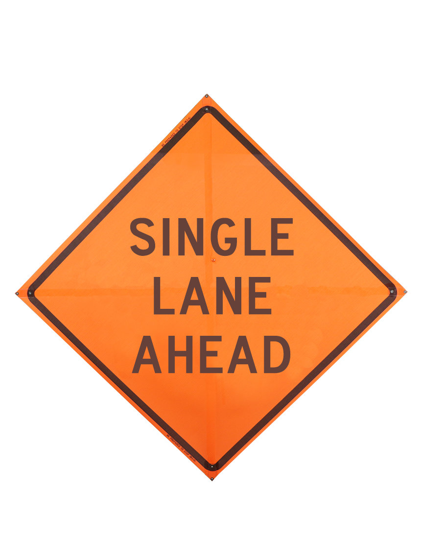 Sewn Pocket Single Lane Ahead Sign