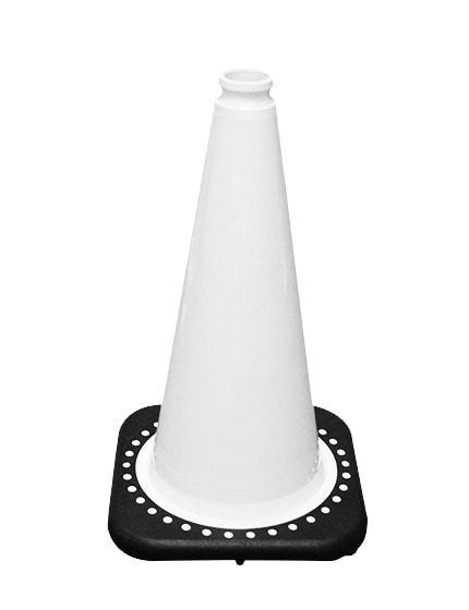 White 18" Traffic Cone with Black Base
