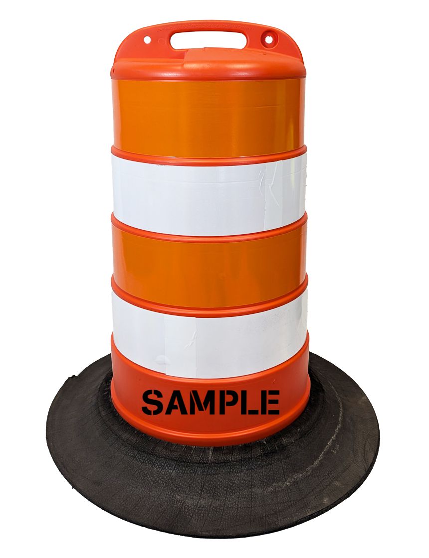 Plastic Drum with 6" Stripes and Rubber Base