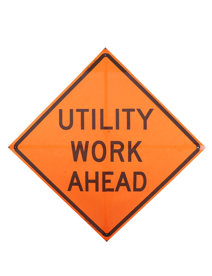 Sewn Pocket Utility Work Ahead Sign