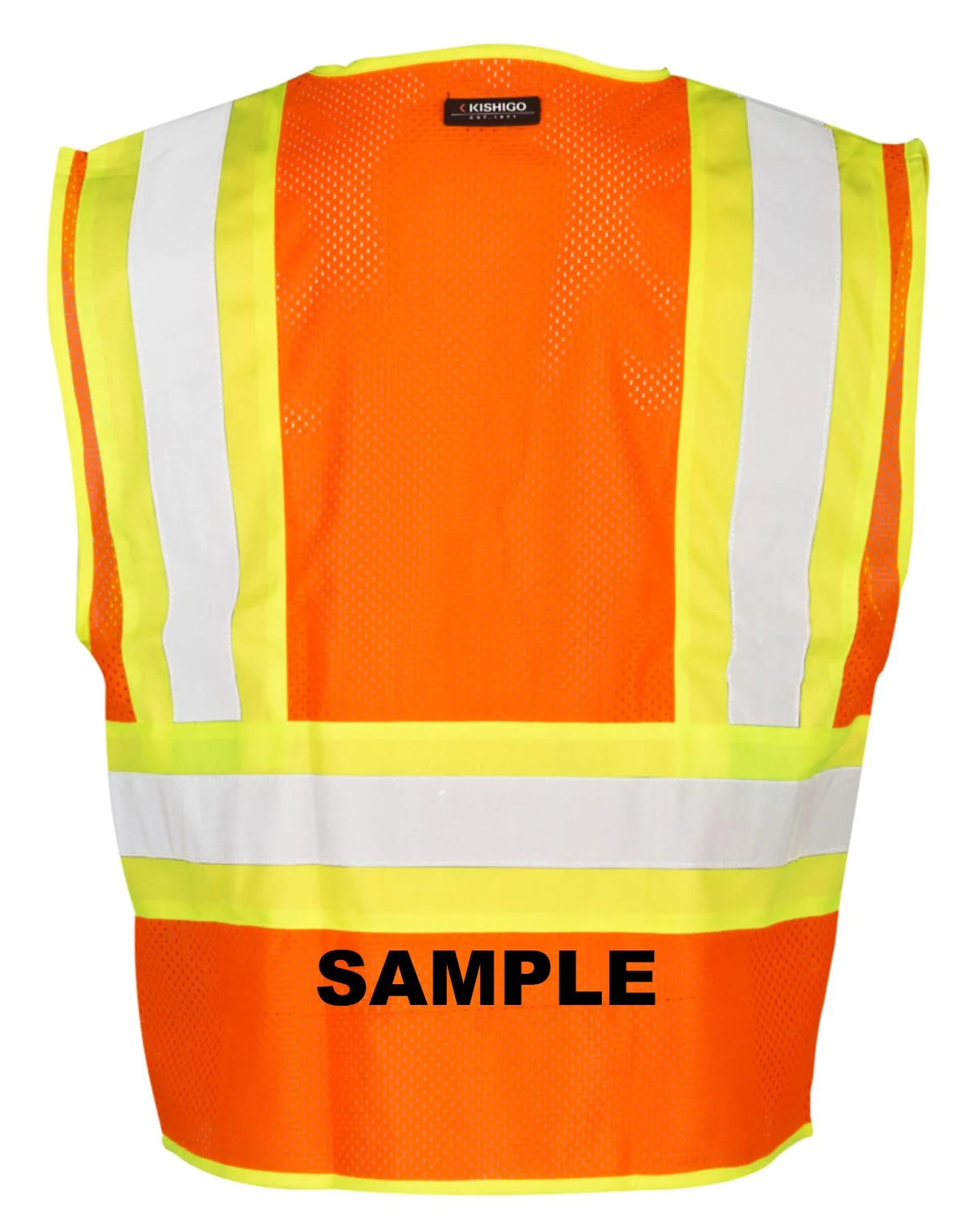 Orange Mesh Contrasting Class 2 Safety Vest Small w/Custom Black