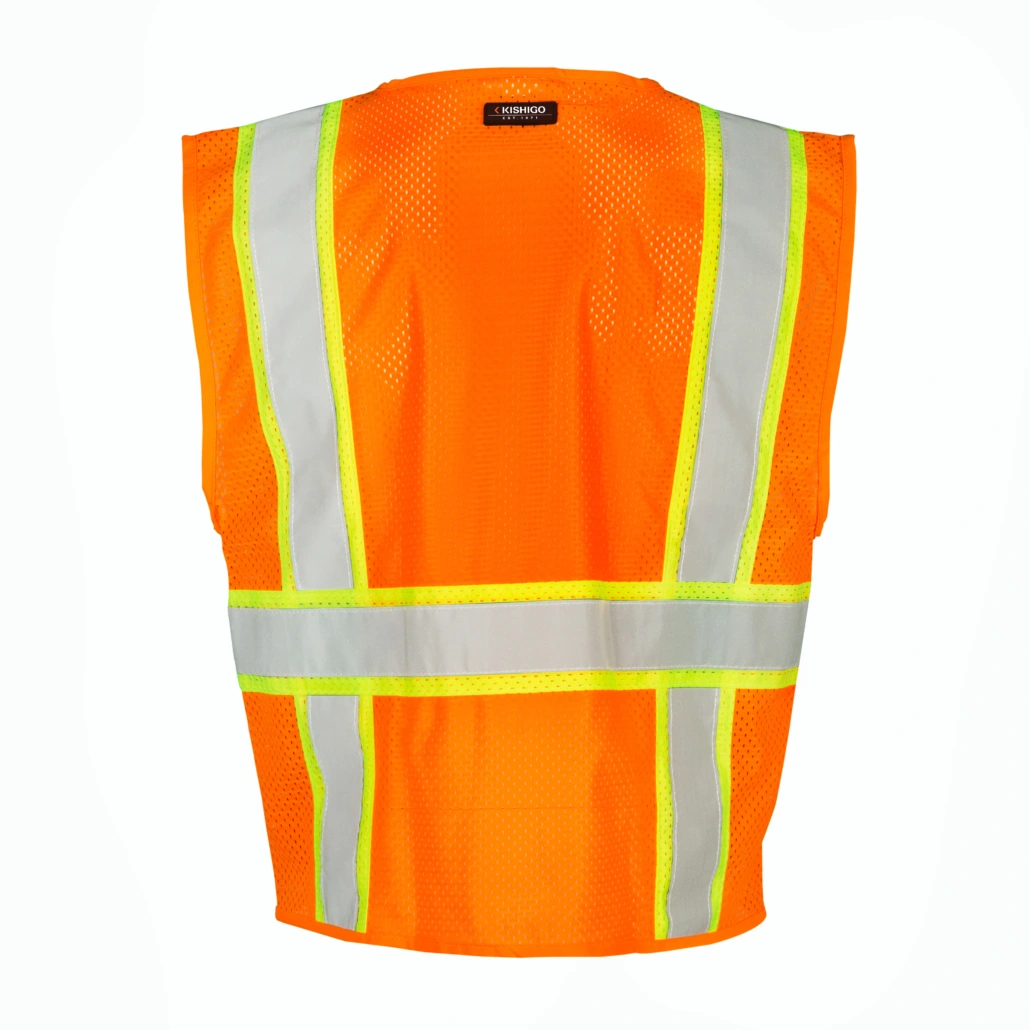 Orange All Mesh Contrasting Class 2 Safety Vest Medium V1196M