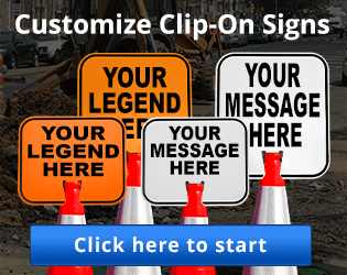 Customize clip-on signs for traffic cones