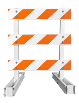 'Break-Away' System Type 3 Barricade with 4' Plastic Rails