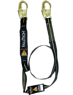 FallTech 6' Arc Flash Energy Absorbing Lanyard, Single-leg with Steel Snap Hooks