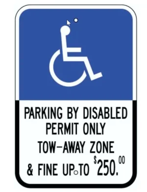 Florida Handicap Parking Tow-Away Zone & Fine Sign