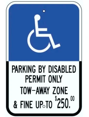 Florida Handicap Parking Tow-Away Zone & Fine Sign