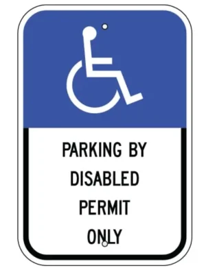 Handicap Symbol, Parking by Disabled Permit Only Sign (Florida)