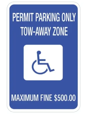 Permit Parking Only Tow-Away Zone Sign (Georgia)