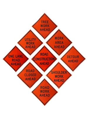 36 x 36 Changeable Message Roll Up Construction Signs