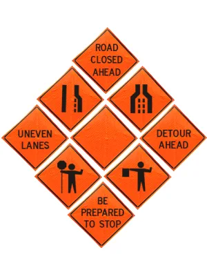 36 x 36 Marathon Grade Roll Up Construction Signs