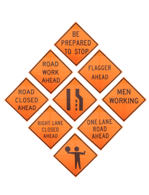 36 x 36 Mesh Roll Up Construction Signs
