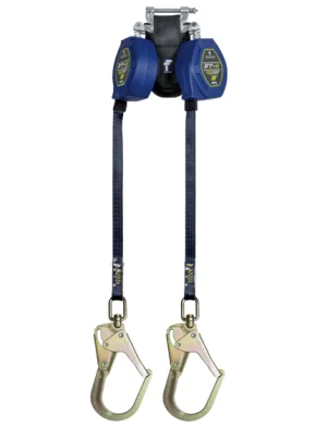 FallTech 8' FT-X® EdgeCore™ Class 2 Leading Edge Personal SRL-P, Twin-leg with Steel Swivel Rebar Hooks with SpeedLink™